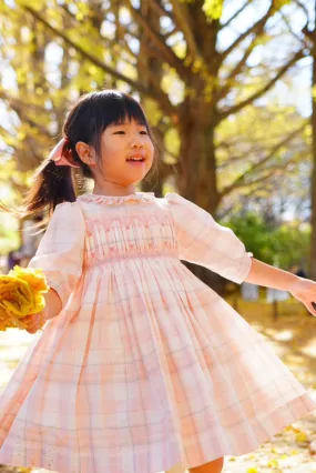Tender Pink Plaid Sally Smocked Dress