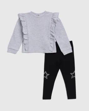 Toddler Girl Silver Stars Legging Set