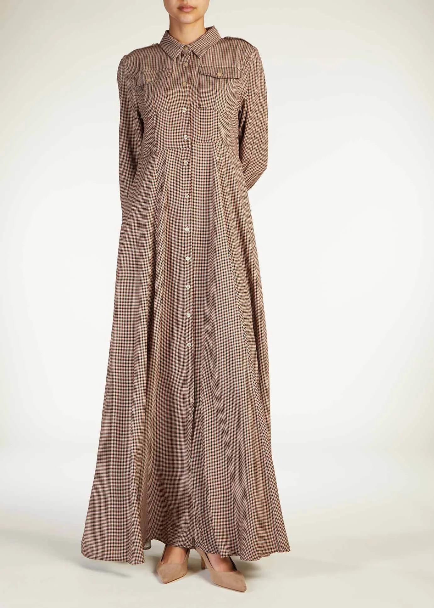 Utility Check Maxi Dress