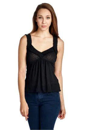Women's Sheer Burnout V Smocked Tank