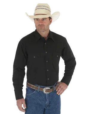 Wrangler Men's Long Sleeve Snap Solid Black Shirt