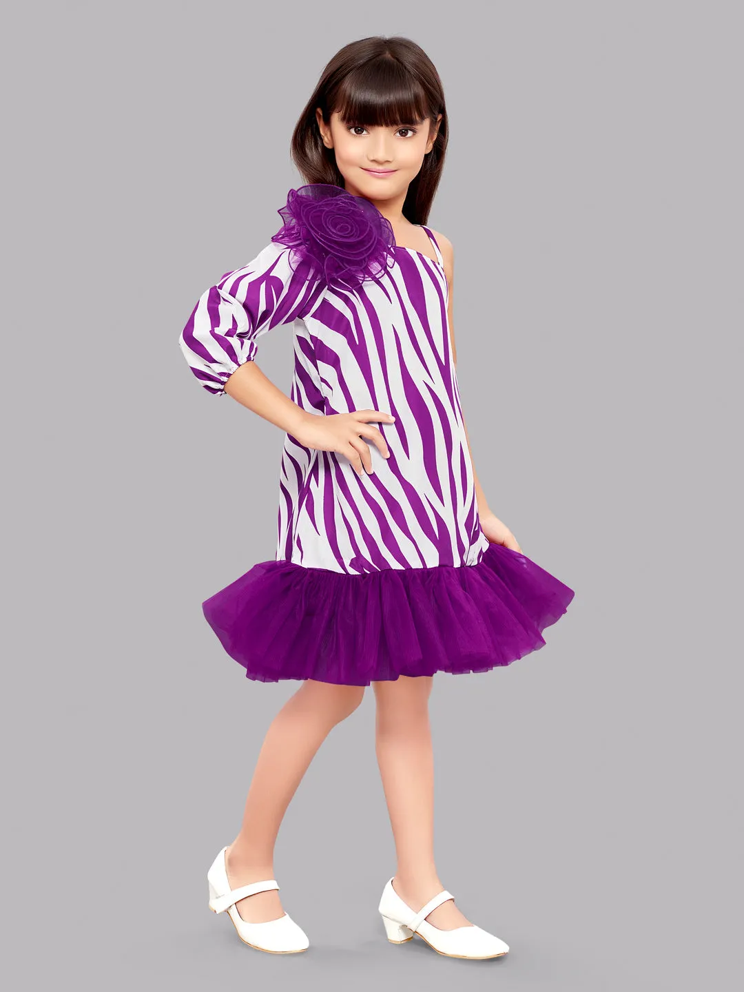 Zebra Aline Dress -Magenta& White