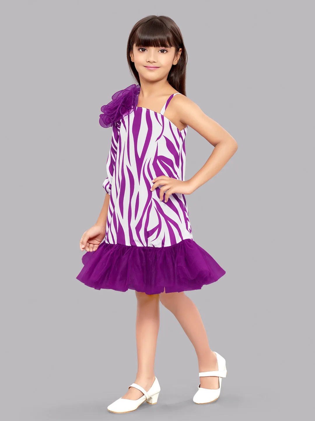 Zebra Aline Dress -Magenta& White