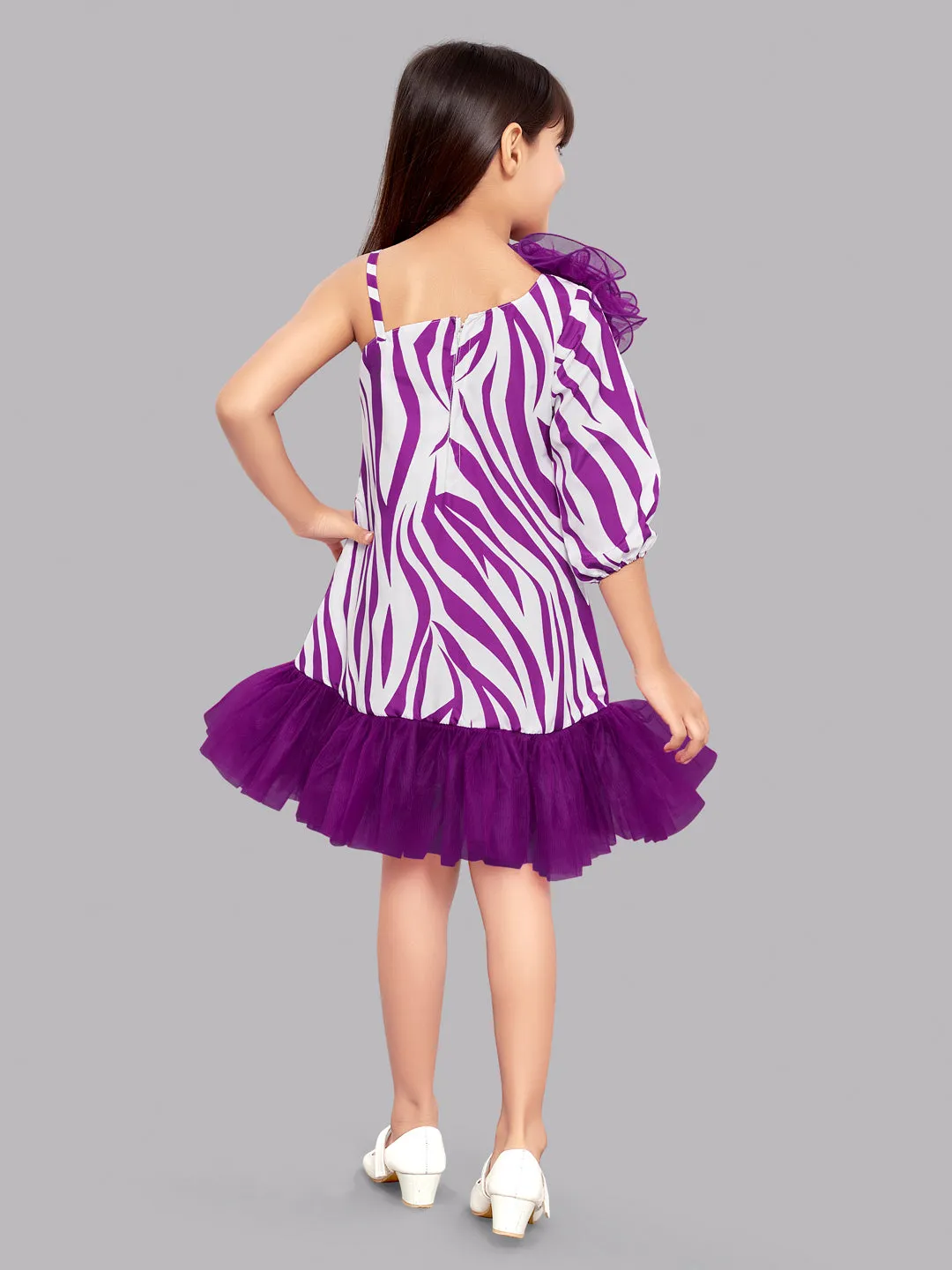 Zebra Aline Dress -Magenta& White